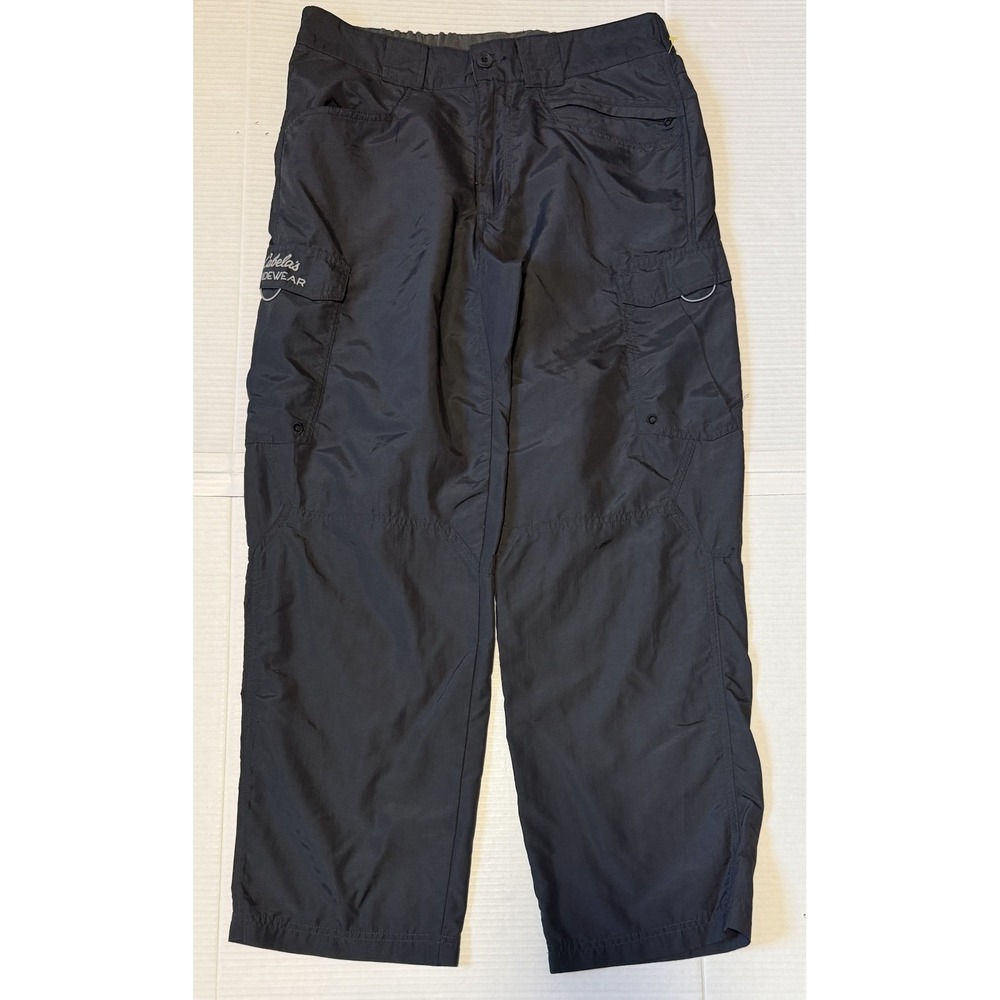 CABELAS Guidewear - Men's Gray Cargo Nylon Zip Pockets Fishing Pants - Medium